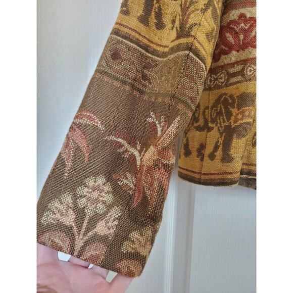 Vintage Giancarlo Ferrari Tapestry Zip Up Lined Elephant Jacket Women's Size 10 - Picture 12 of 12